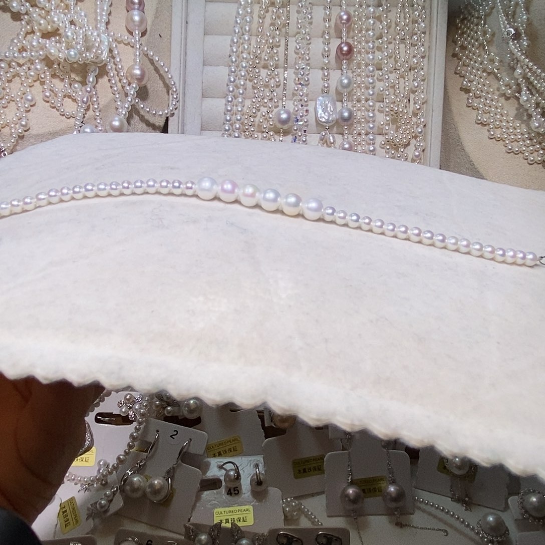 淡水珍珠银S925镶嵌耳饰极光炫彩全珠手链