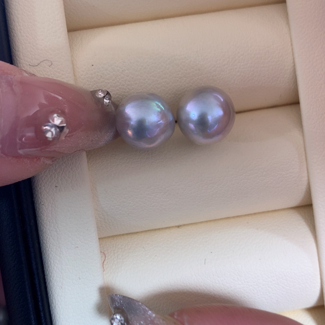 海水珍珠耳饰银S925镶嵌