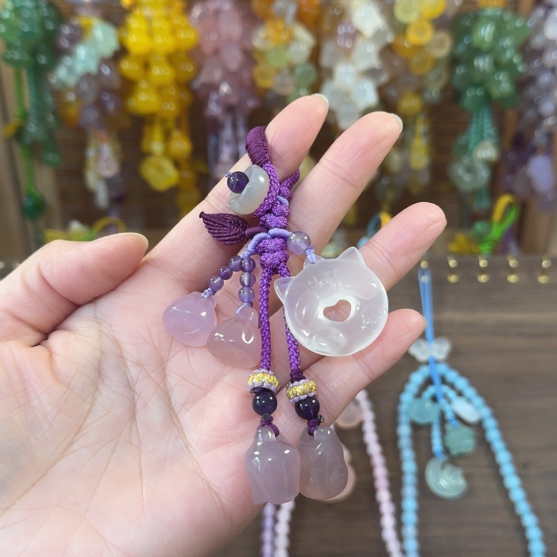 锘***浠玛瑙/玉髓未镶嵌钥匙挂件