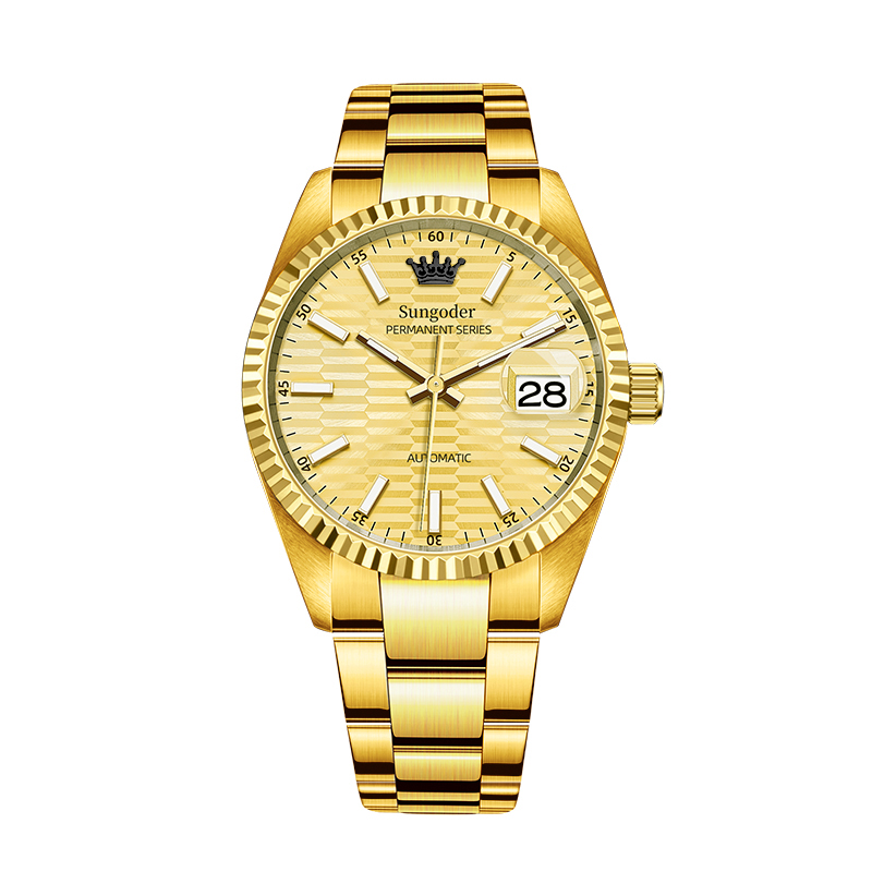 日志系列金色钢带男士潮流机械皇冠腕表-ZY2