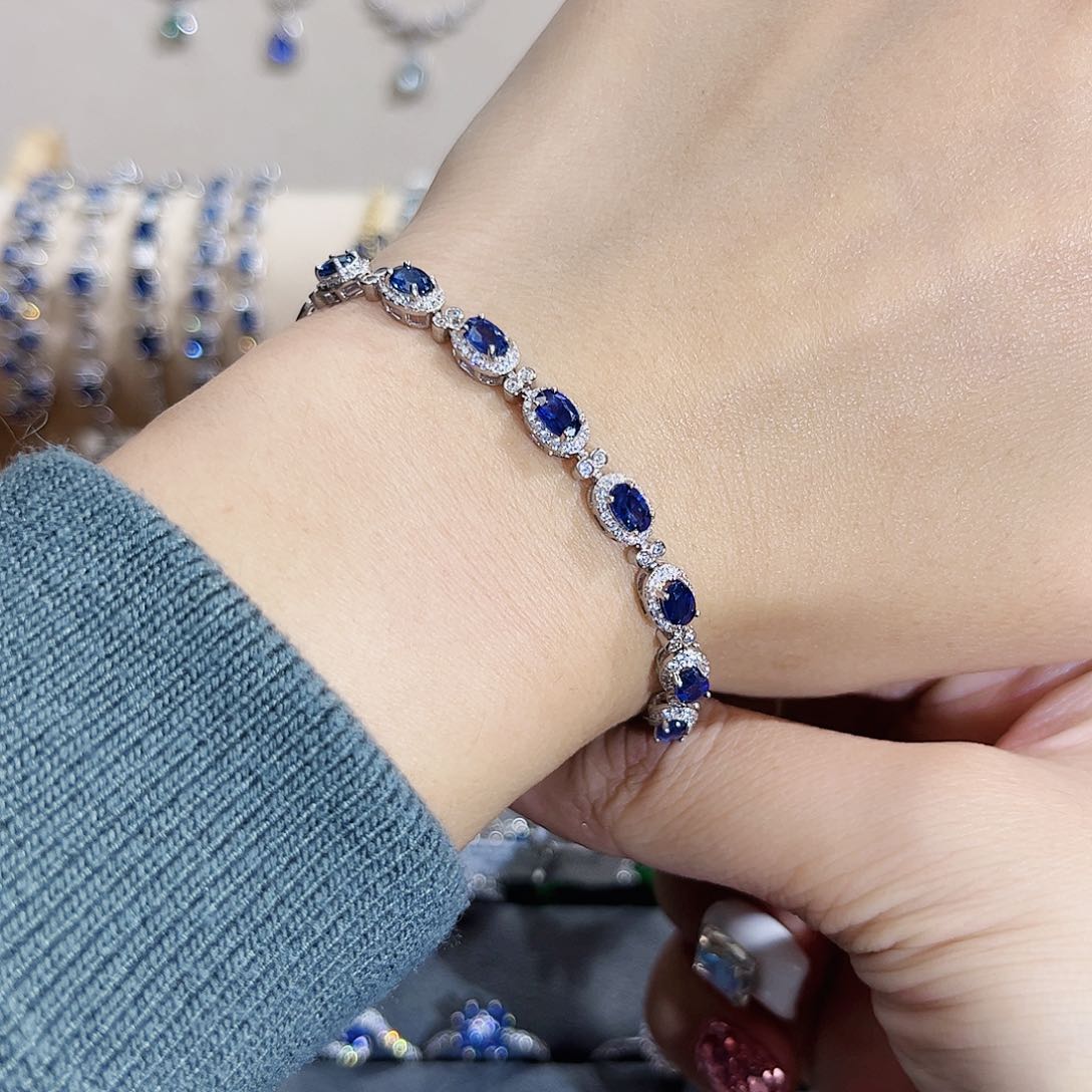 蓝宝石手链14K金镶嵌