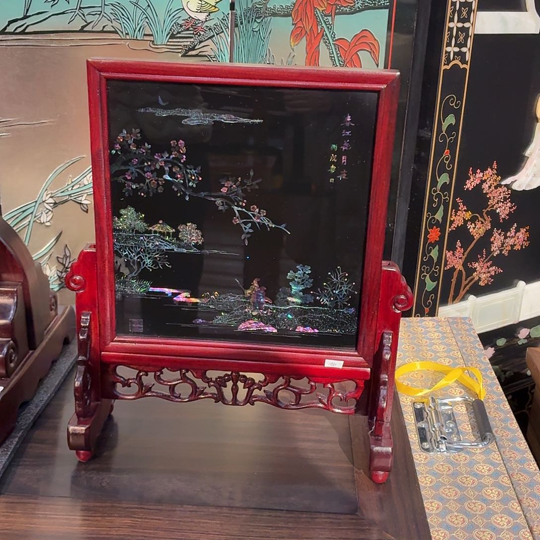 木扬州漆器  点螺有边春江花月夜