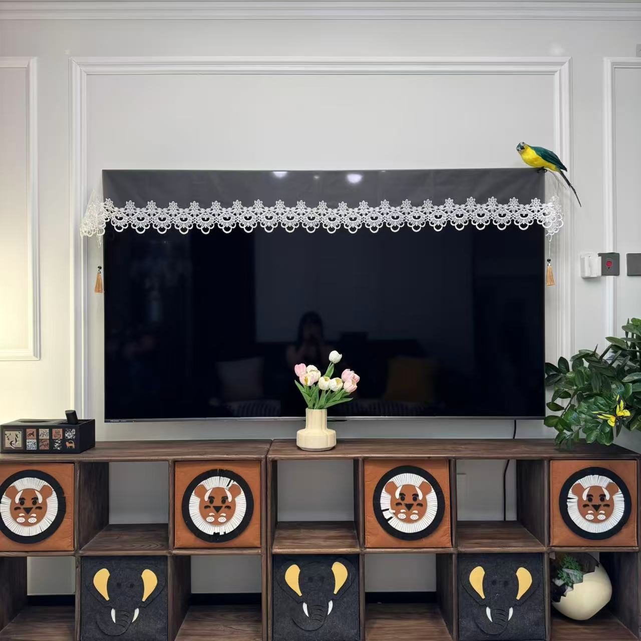 电视盖巾美式茶几餐桌桌旗五斗柜化妆台防灰尘蕾丝电视机防尘罩