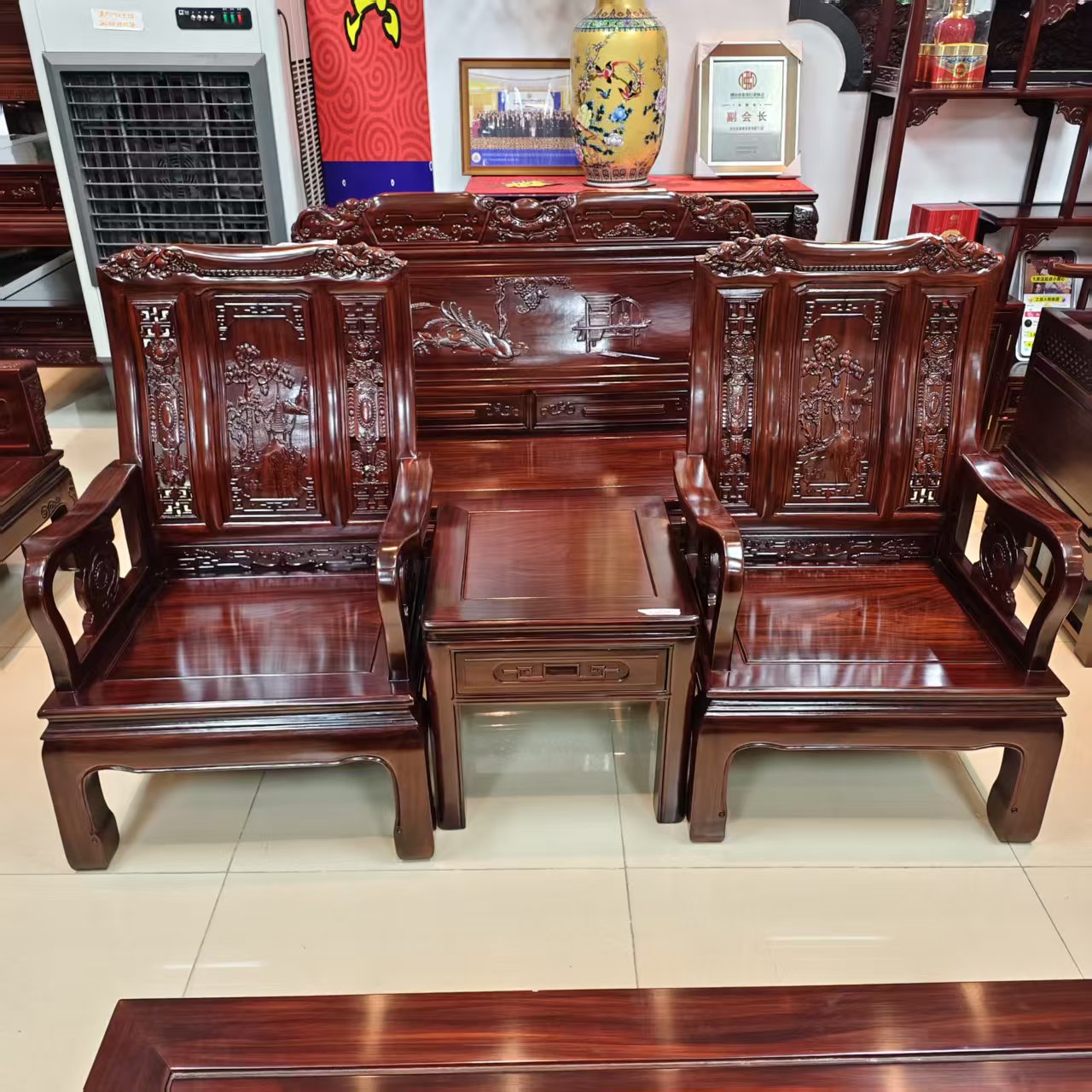 酸枝木 灯笼万字三件套