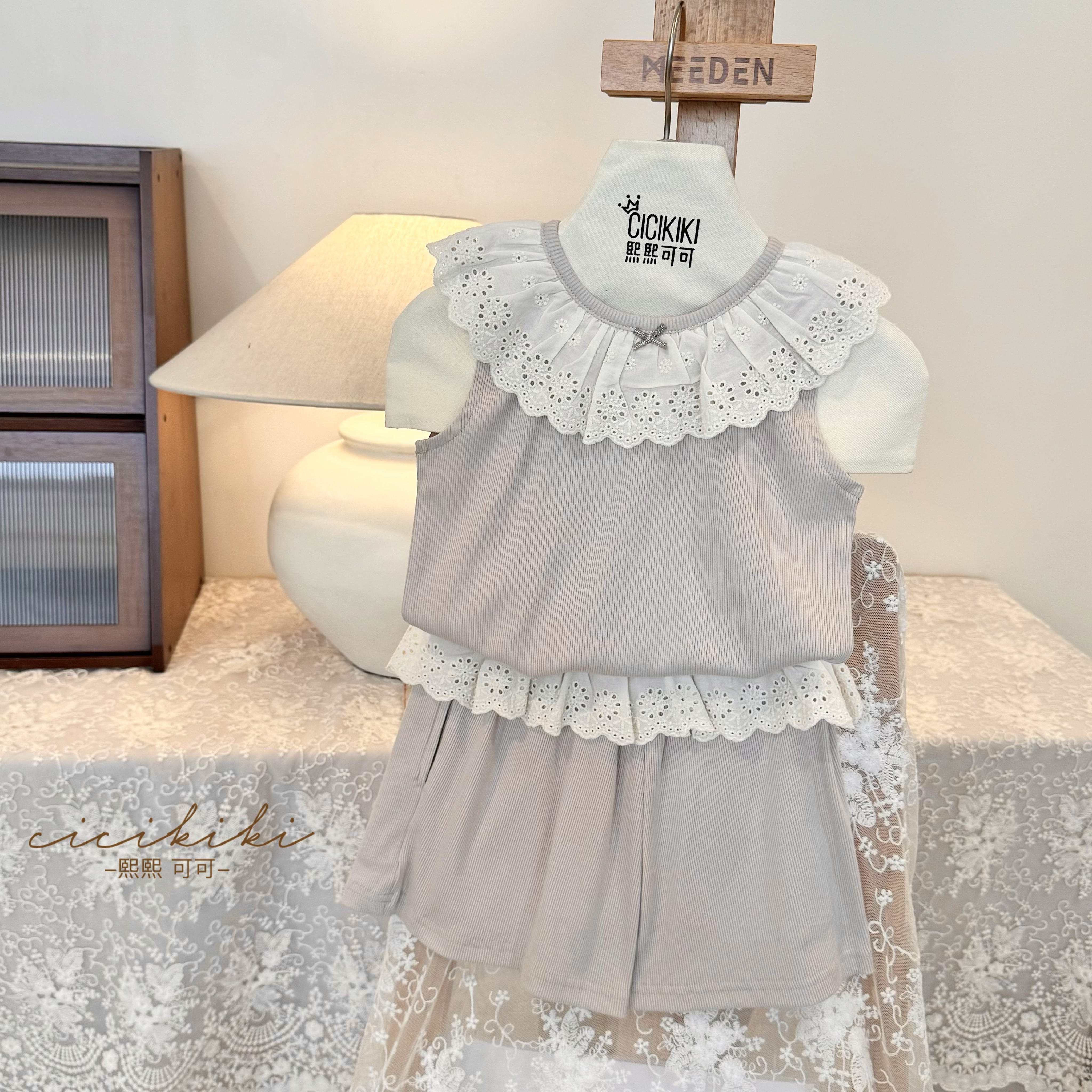 【曼波】2025女童童装夏季百搭优雅儿童背心 熙熙可可BX2517 KZ2527