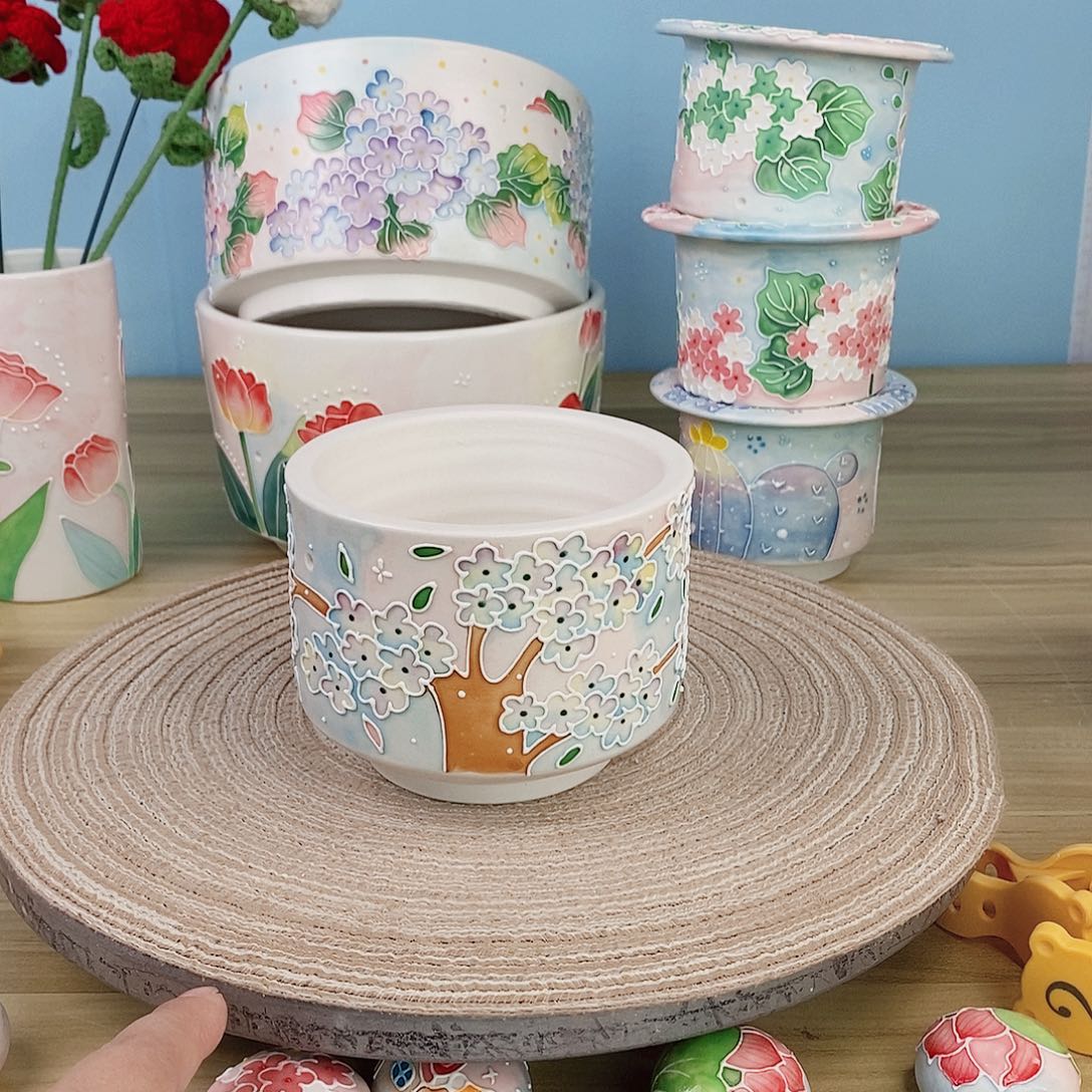 手绘手工制作陶瓷20花盆