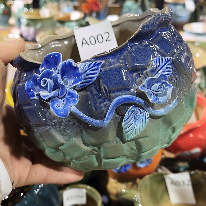 瓷片花盆多肉植物艺术品