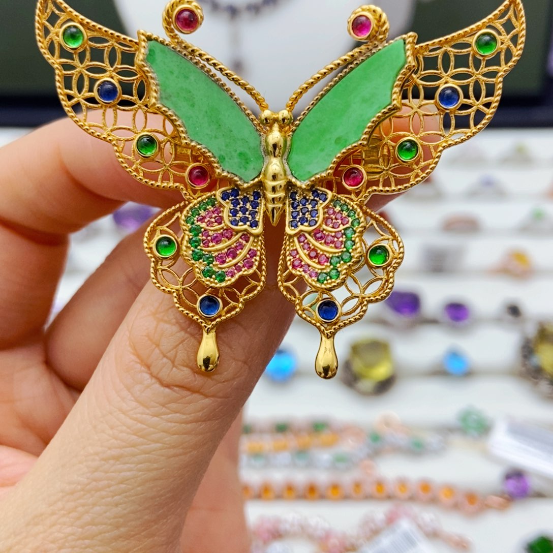 银S925镶嵌挂件翡翠