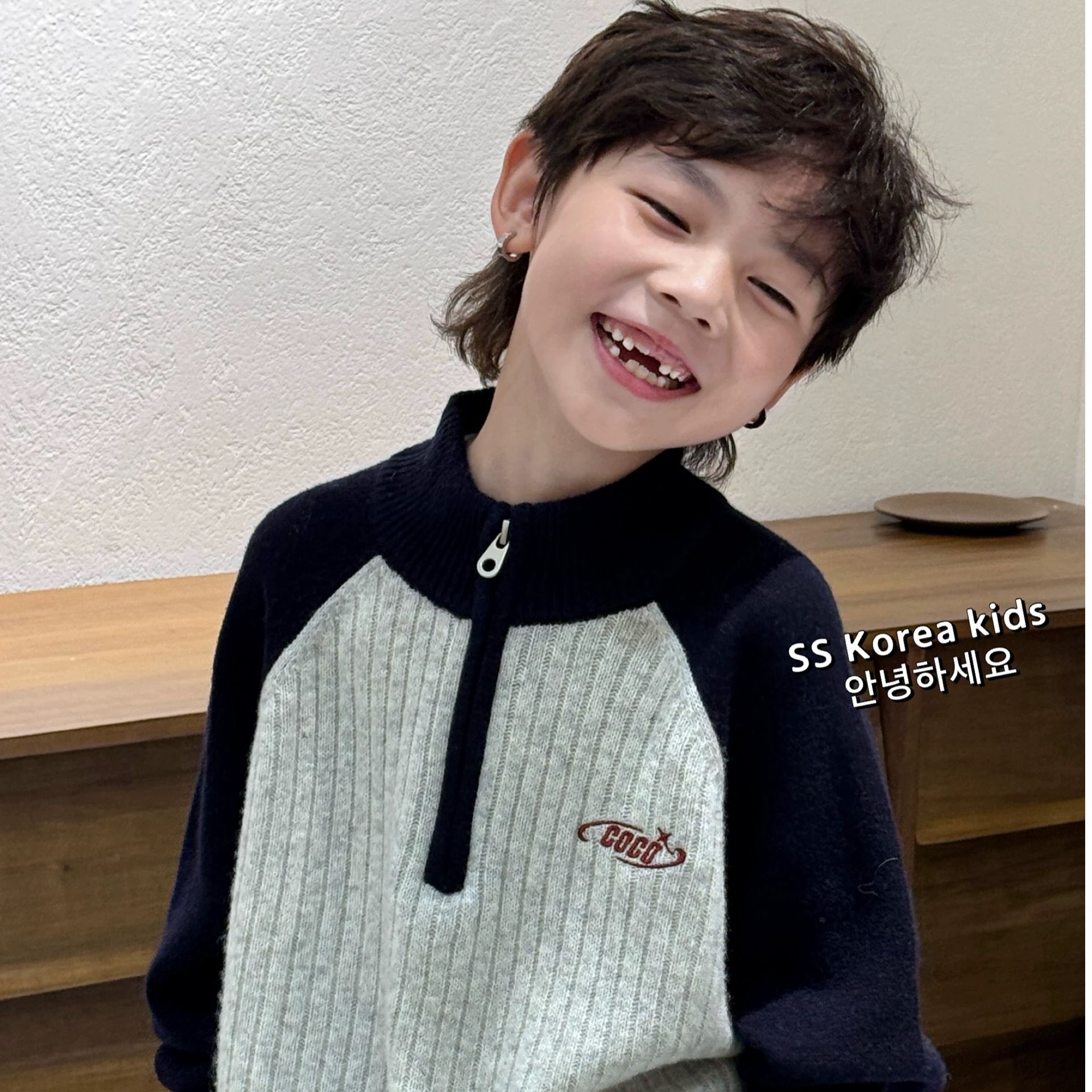 【不起球】韩国绒高级感慵懒风中大童毛衣男童立领加厚秋冬毛衣针织