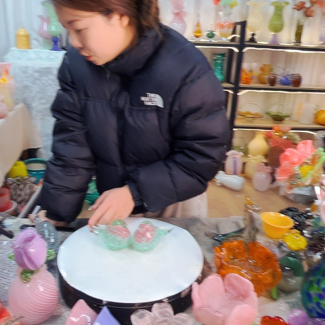 一对鸟家悦琉璃工艺品