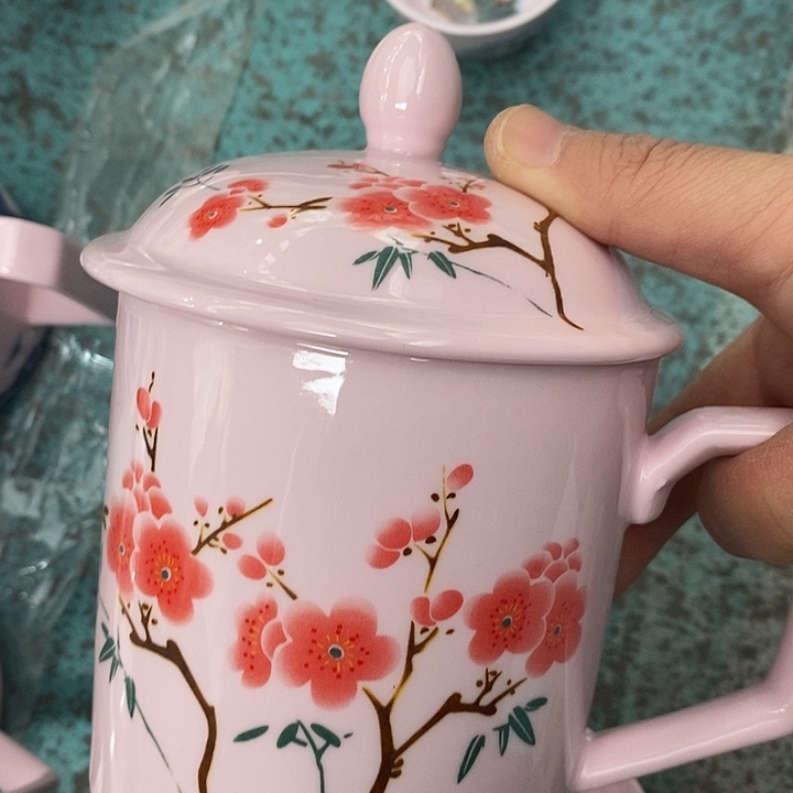 摆件陶红稀土翠竹直筒办公杯