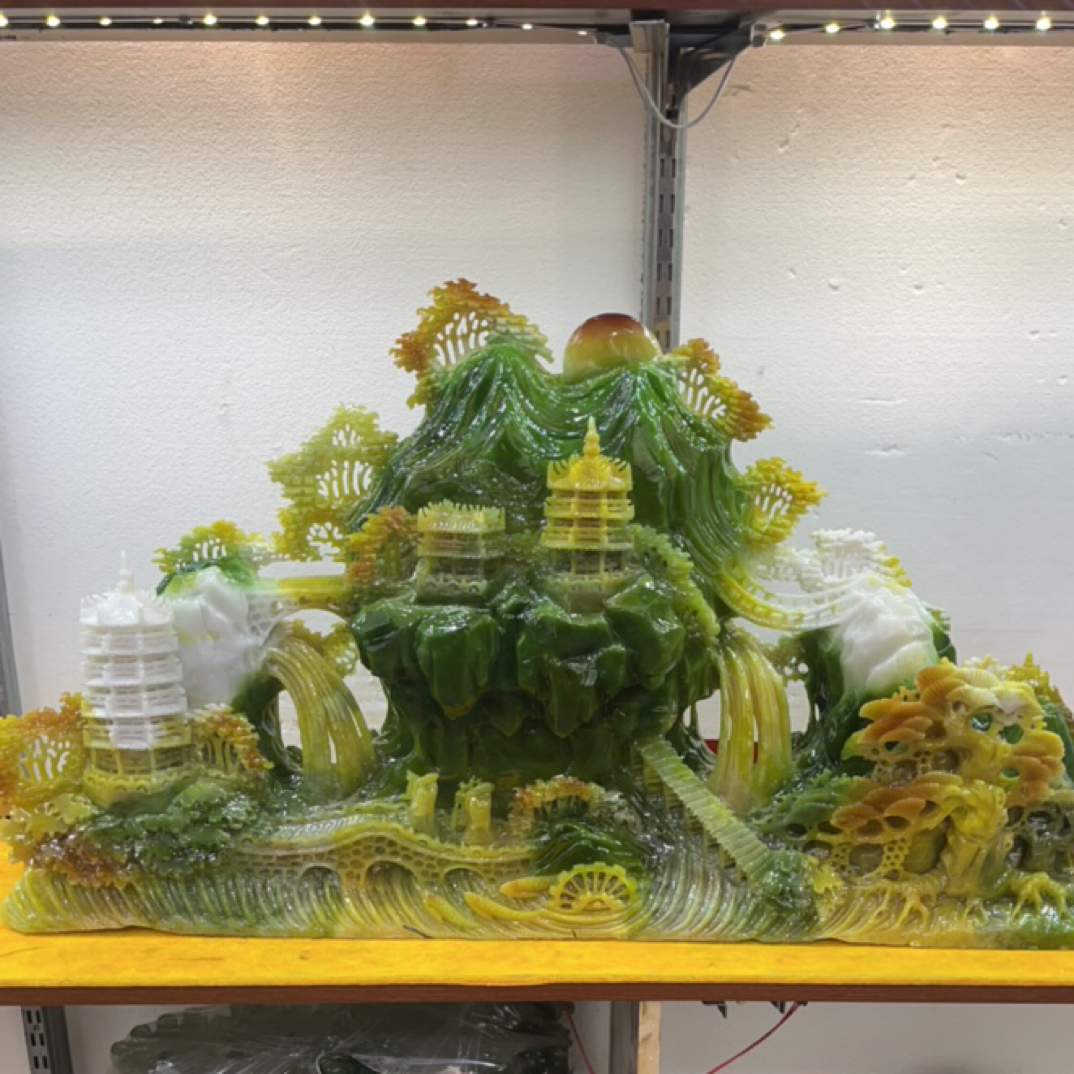 中式山水花鸟玉石雕刻装饰品适合客厅玄关书房电视柜装饰