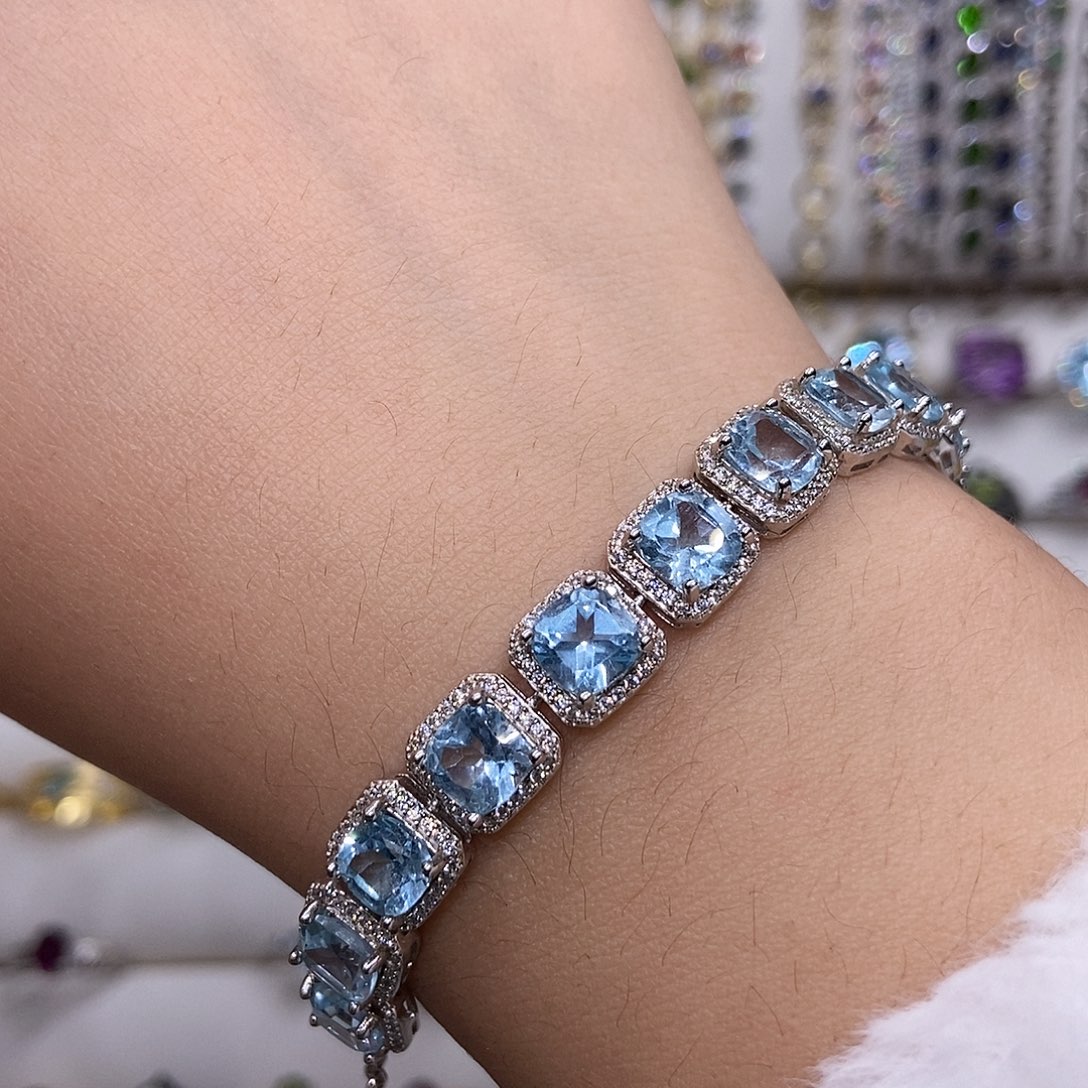 手链银S925镶嵌托帕石