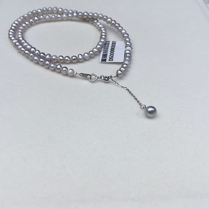 银S925镶嵌淡水珍珠颈饰卡4➕极光高级灰炫彩