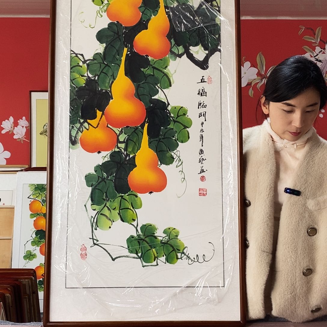 国画国画手写手绘带框