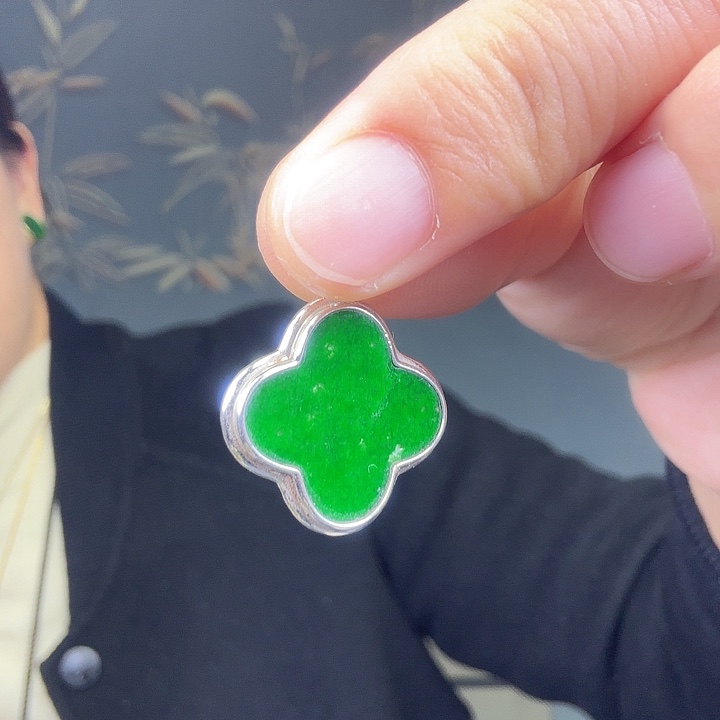 翡翠银S925镶嵌吊坠(不含链)特价