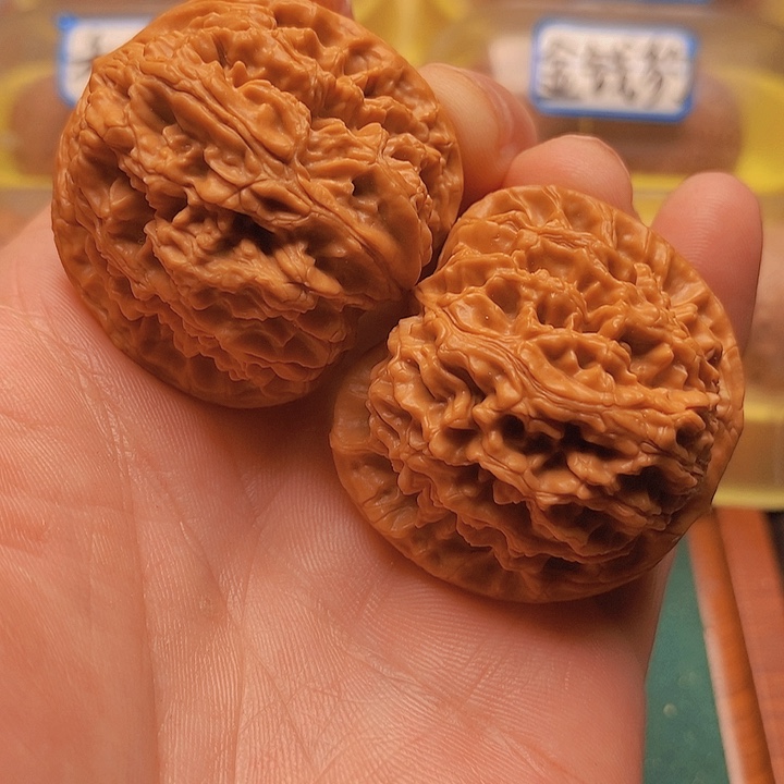 文玩核桃把件43粗筋爆肉水龙纹