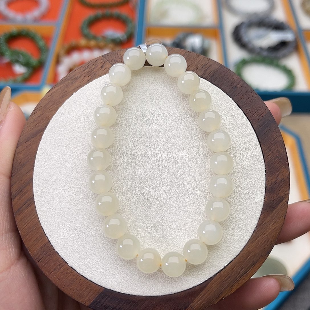 和田玉未镶嵌手串A12卡8