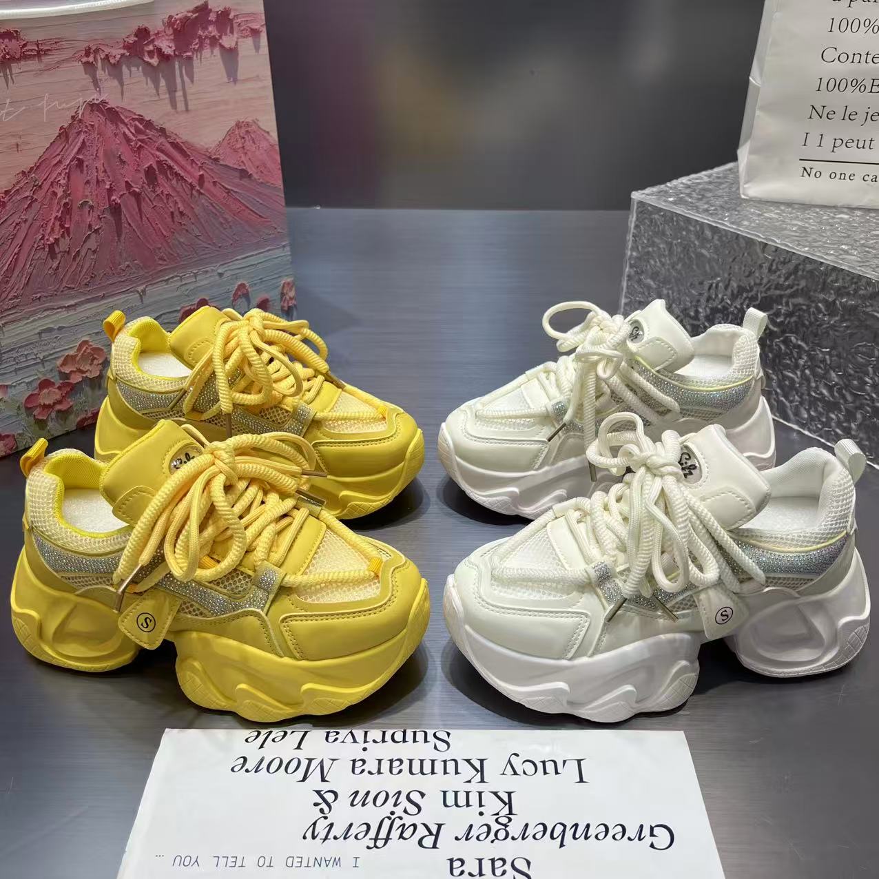 【五】欧货拼色老爹鞋女夏季百搭透网厚底轻便休闲鞋2025新款鞋透气