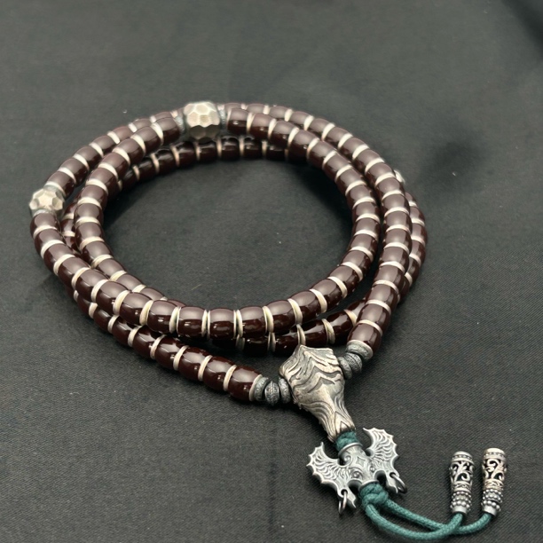 足银珐琅银制品 刘爷专属 足银长串 卡7咖变红变色直切108 活动