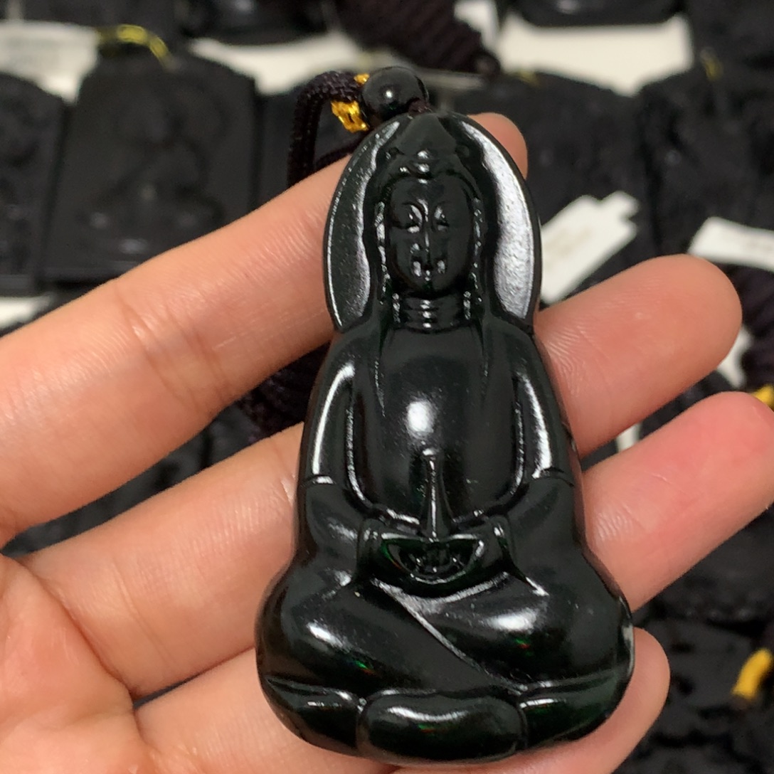 天然缅甸a货钢琴黑挂件