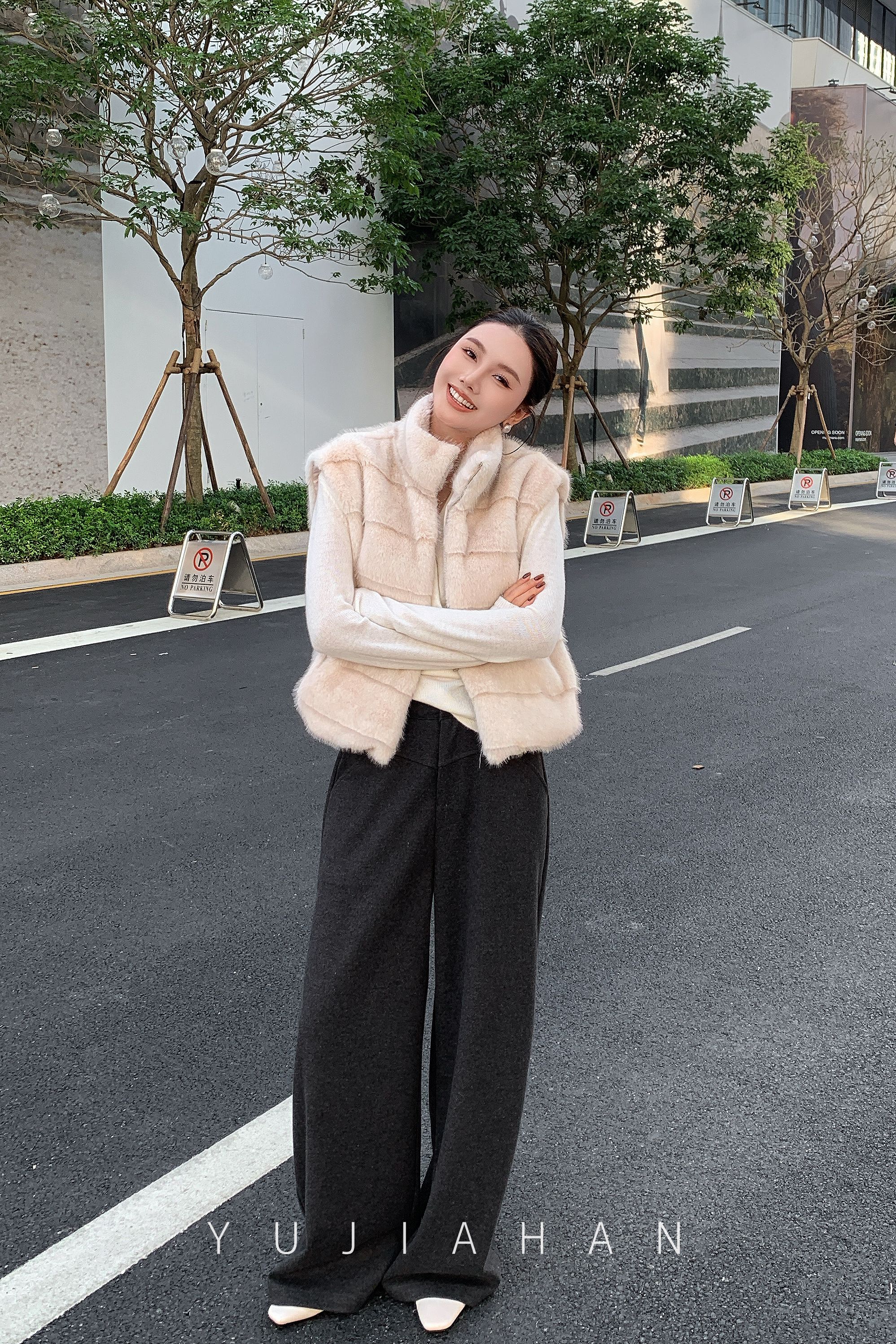 YUJIAHAN「小香风」复古风高领马甲女秋季氛围感休闲百搭保暖上衣