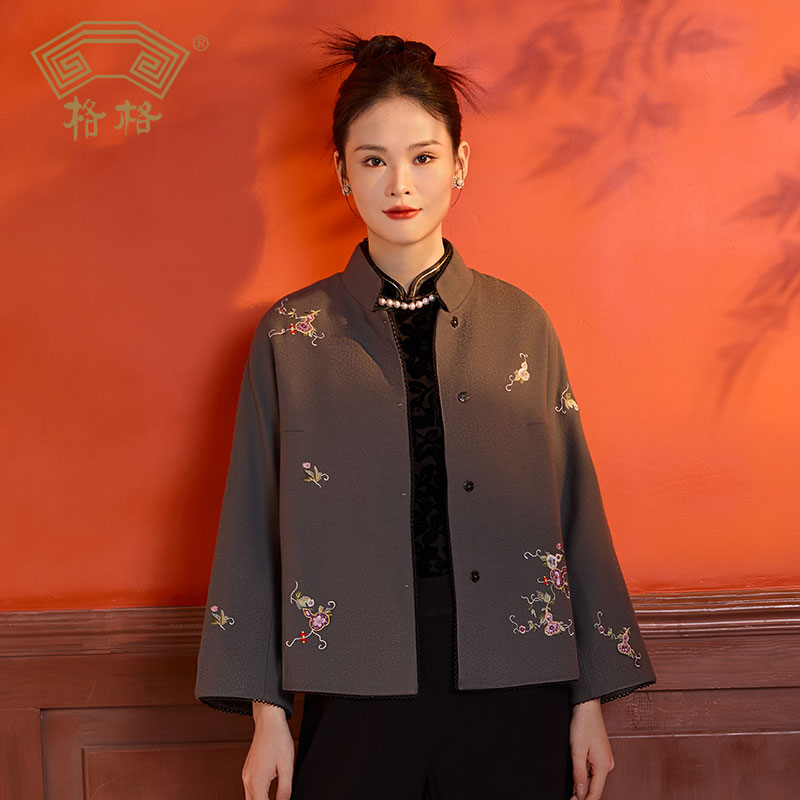 格格福禄八宝-八宝聚财刺绣中式核桃纹羊毛新中式上衣