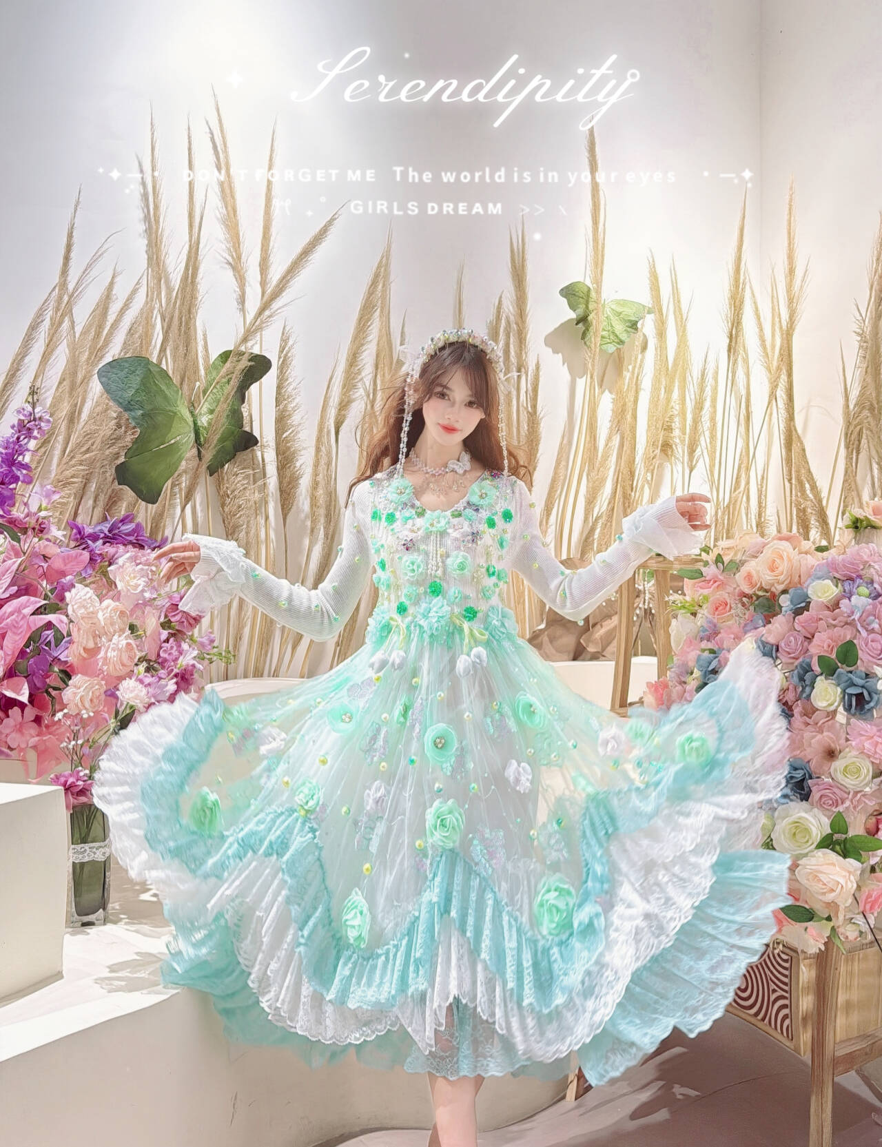 22梦幻公主长裙中长裙夏款自带蓬蓬纱大裙摆连衣裙公主裙