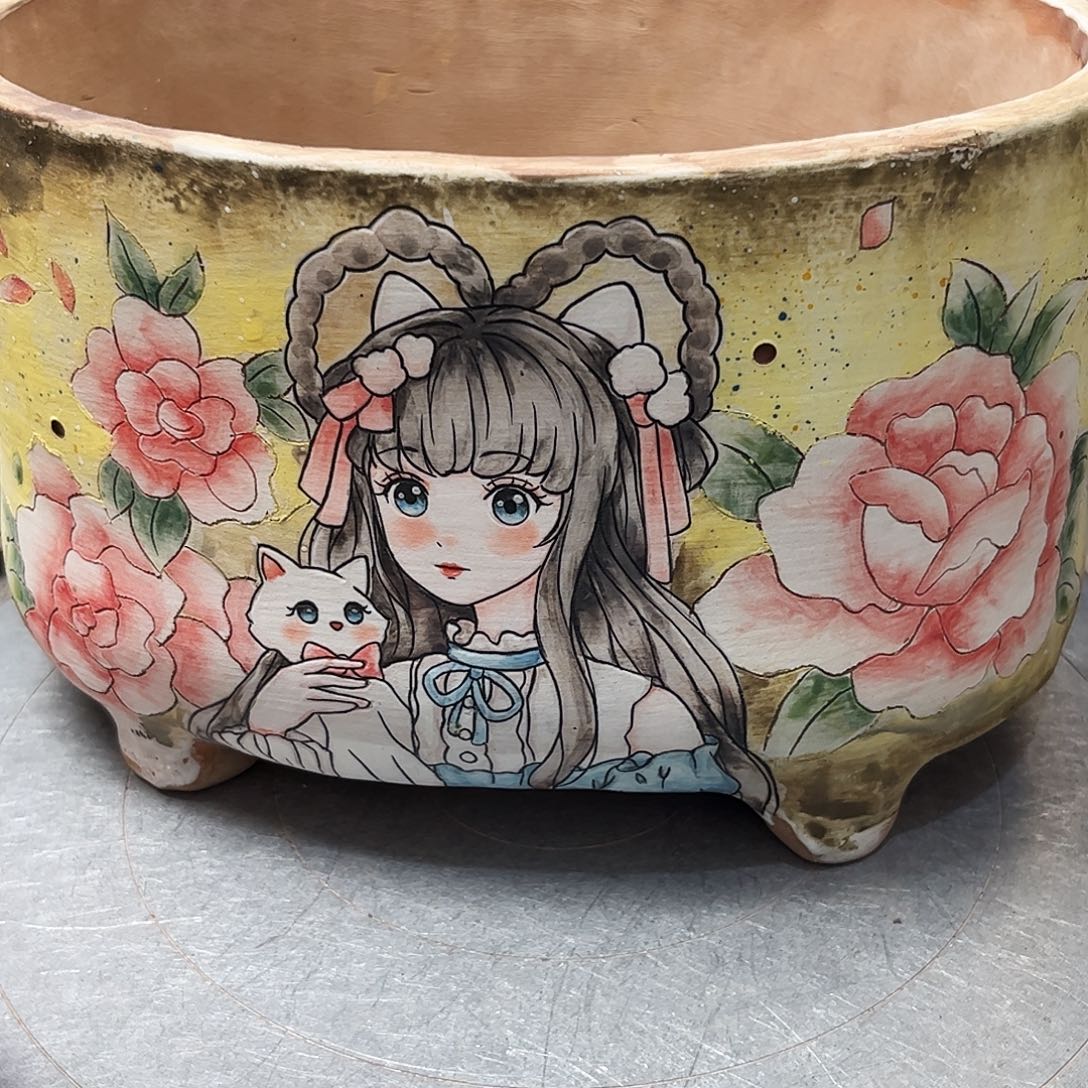 堡***堡紫砂花盆人物福利