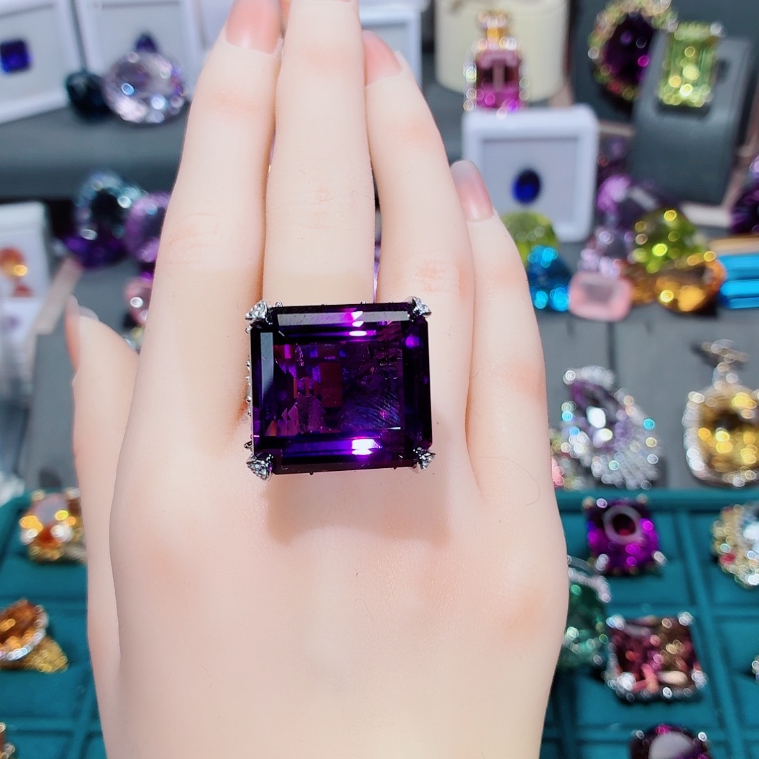 紫晶银S925镶嵌戒指