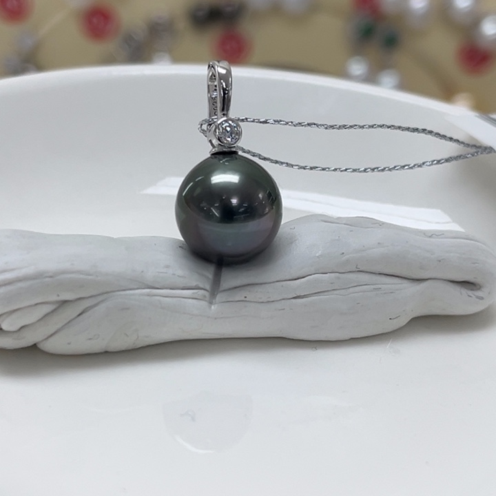 银S925镶嵌海水珍珠颈饰大溪地 11-12mm 17号