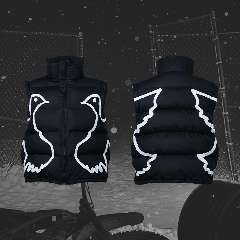 Vinkid（云梯）双鸽棉服马甲三防小众设计师款个性美式街头黑色男女