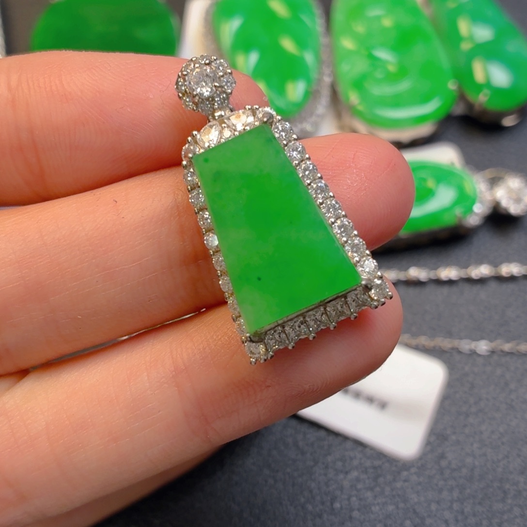 翡翠银S925镶嵌吊坠(不含链)