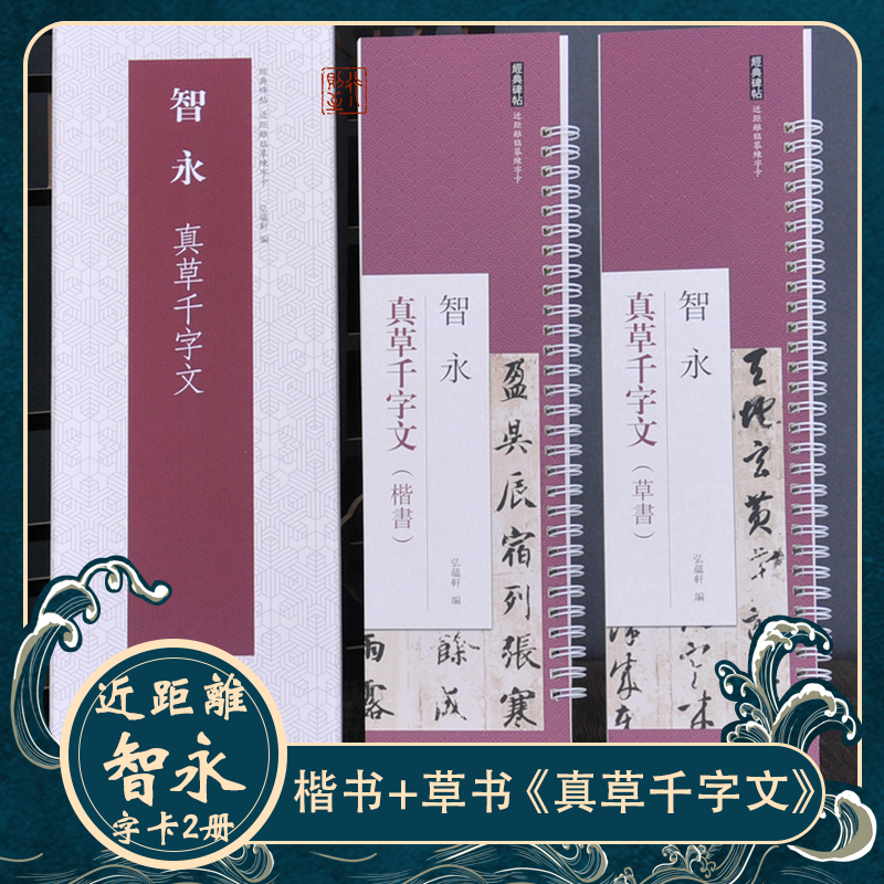 智永真草千字文（楷书+草书）近距离临摹练字卡 书法初学毛笔字碑帖