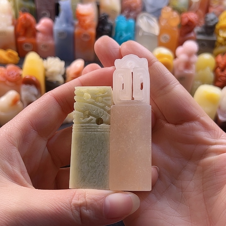 老挝石印石蓝**云手工定制，2厘米