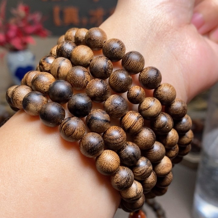 沉香手串越南芽庄帝王金丝爆纹瘤疤典藏版白棋楠0.8✖️108