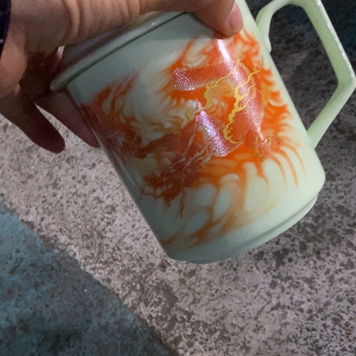 摆件陶绿稀土龙马办公杯