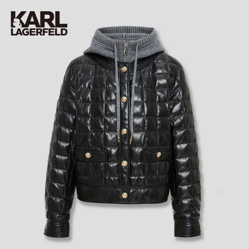 KARL LAGERFELD假两件连帽绗缝奢侈品奢品服饰奢品羽绒服M27E4032
