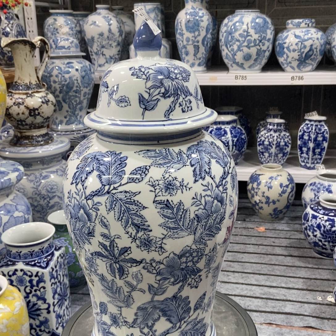 摆件M**丰一对手绘釉下彩