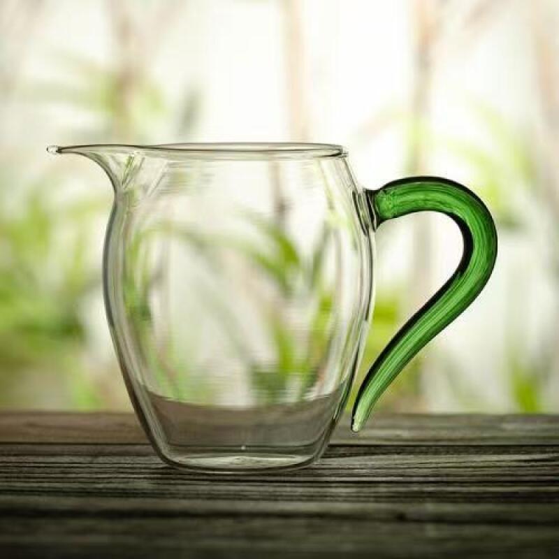 玻璃绿钻把公道杯w2463