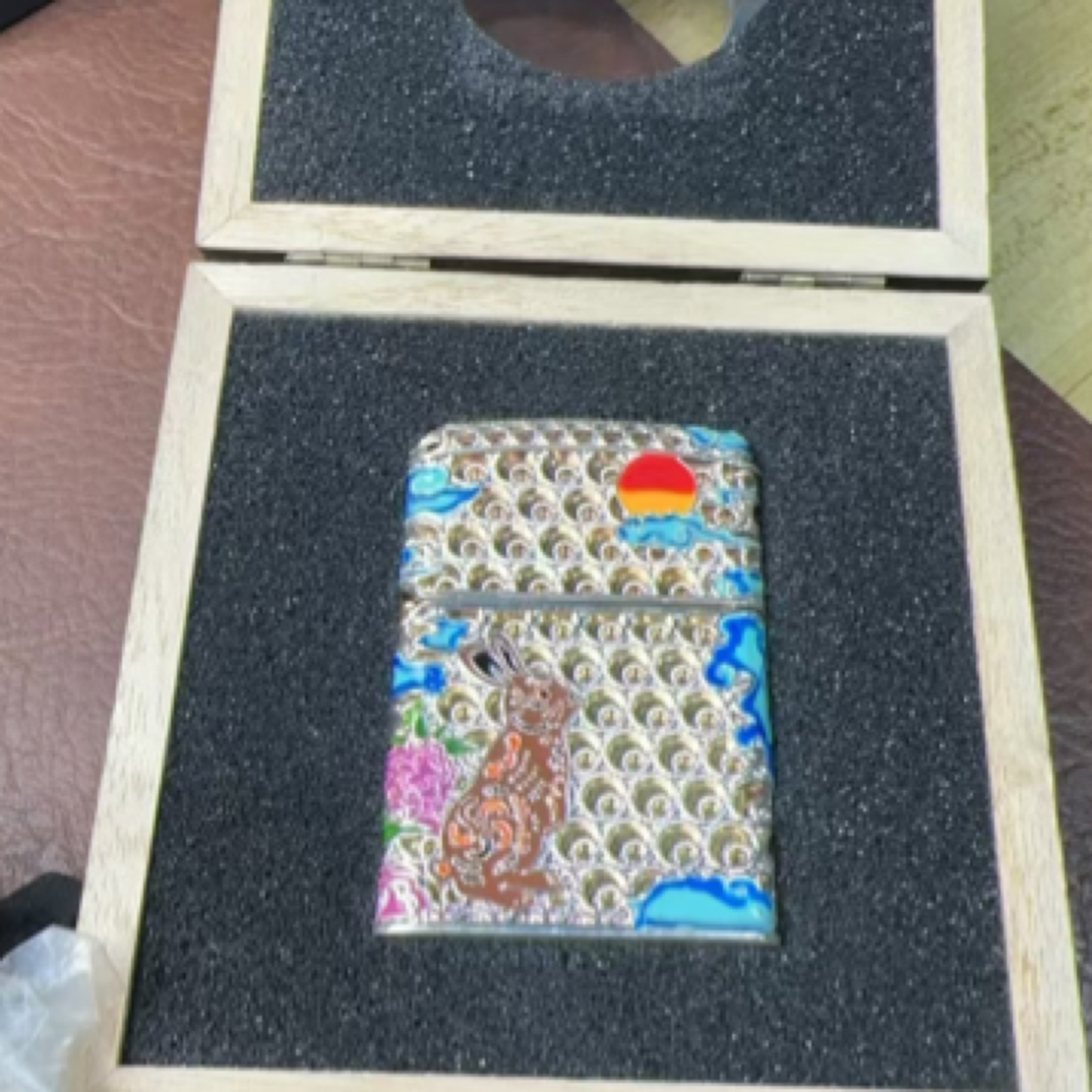 zippo打火机花丝套壳生肖兔