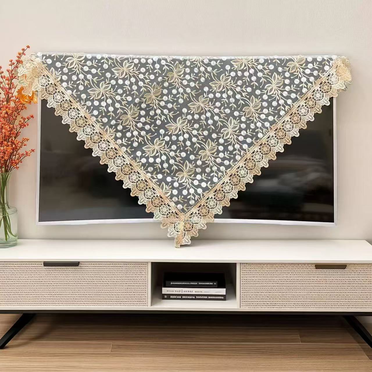 1-05玻璃纱(145*145cm）蒲公英蕾丝桌布茶几布方桌电视麻将机盖巾