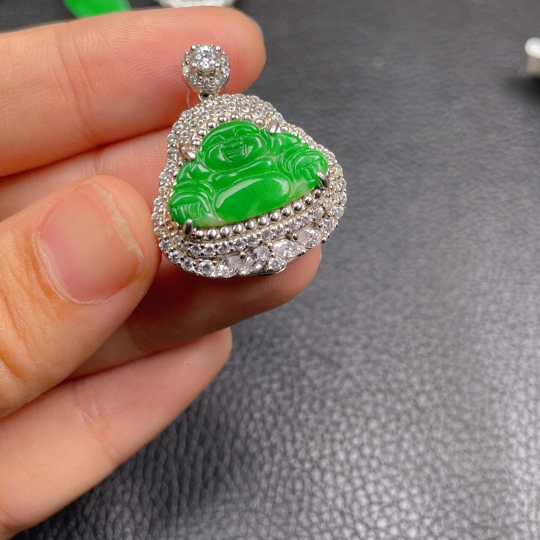翡翠吊坠(不含链)银S925镶嵌