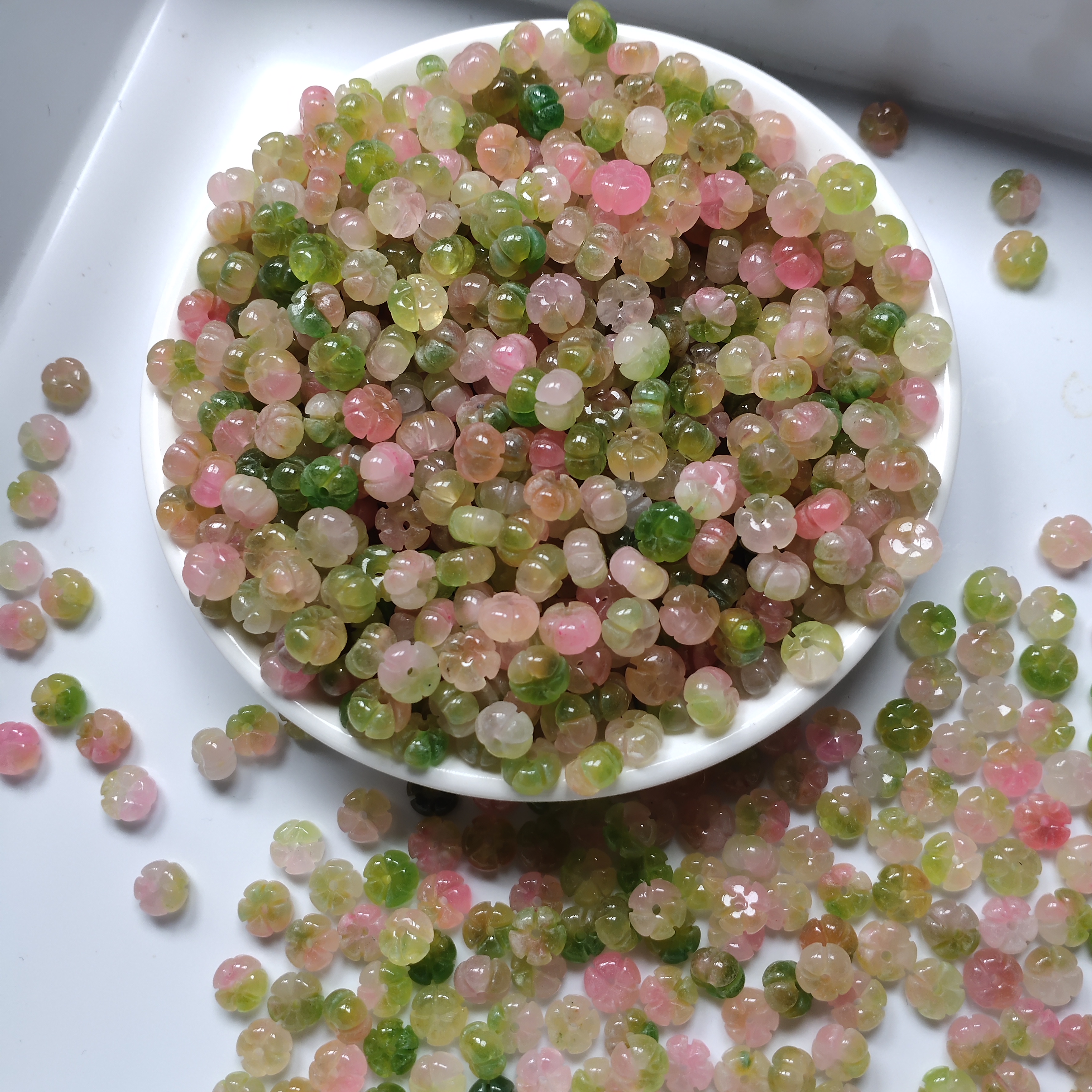 【散珠批发】w2868芍药玉珠五瓣花8mm*10颗