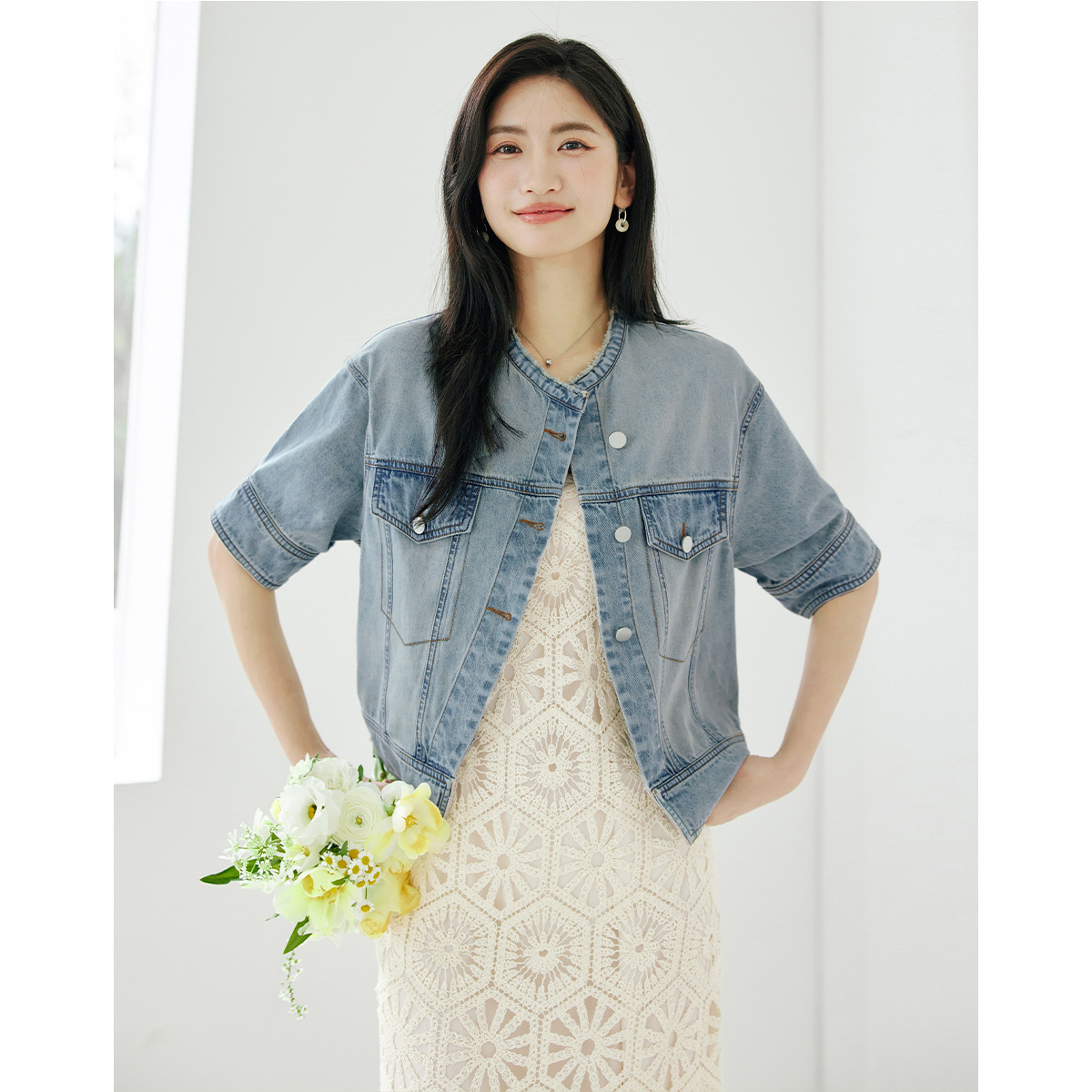 【茉茉专属】朗文斯汀设计感毛边牛仔短外套DTYW4203B07147