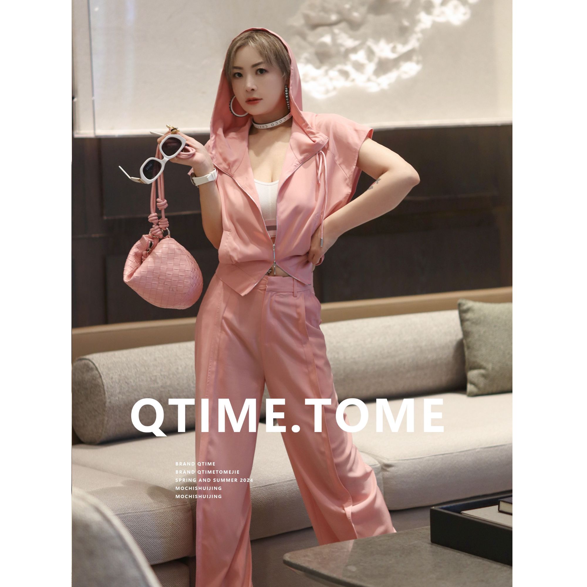 上玄水镜& 【樱花慕斯】品牌设计师  时尚气质连帽套装 TZ25290569