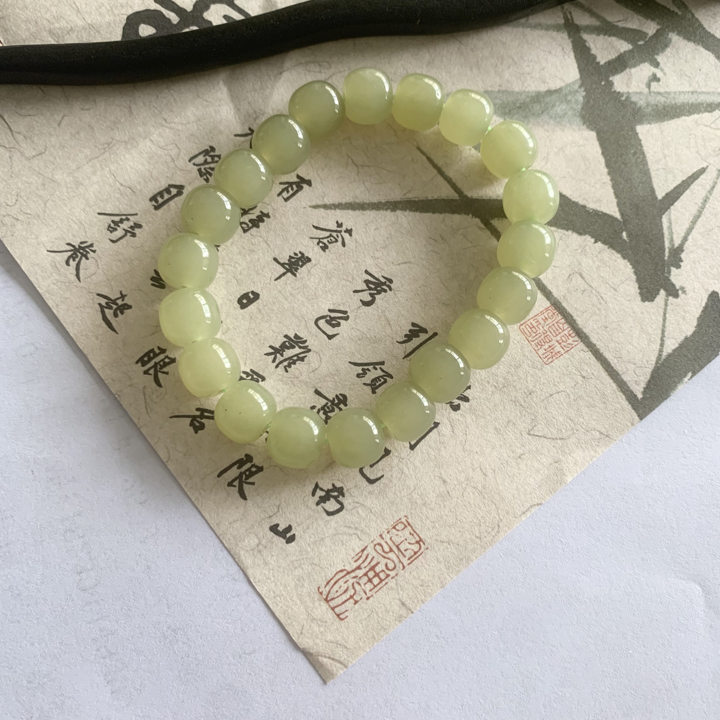 k06青黄浅青色老形卡10珠串