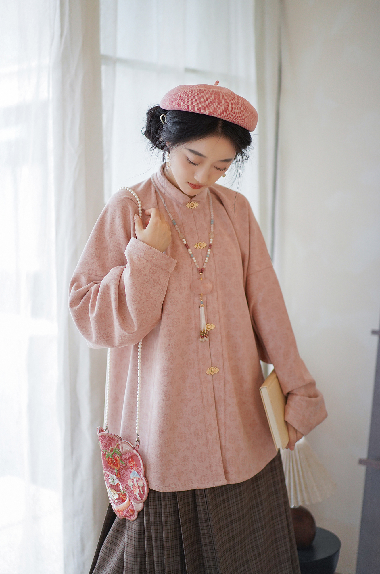 拾芳秋冬汉服加绒立领弓袋袖日常百搭马面裙上衣