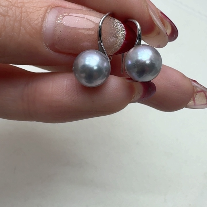 海水珍珠耳饰银S925镶嵌