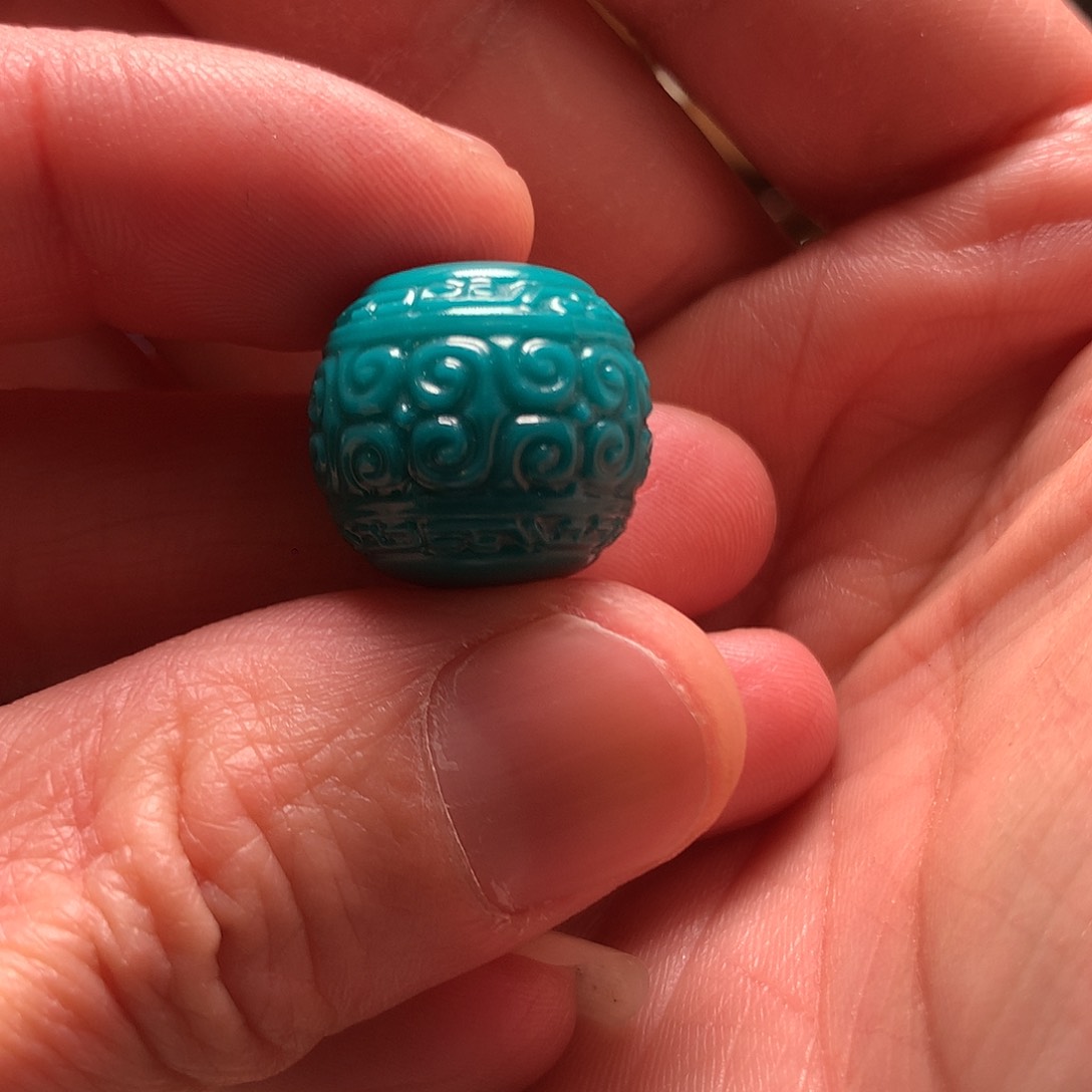 琉璃颈饰༄***蓝绿色18mm回纹